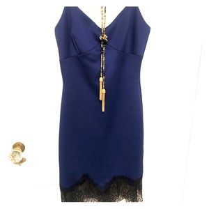 Blue and black lace dress